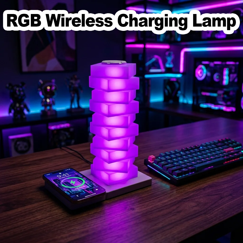 

Stackable LED Blocks DIY Lamp ABS Smart Dock Ambient RGB Soft Light DIY Assembly Geometric Table Ambient Night Home Led USB