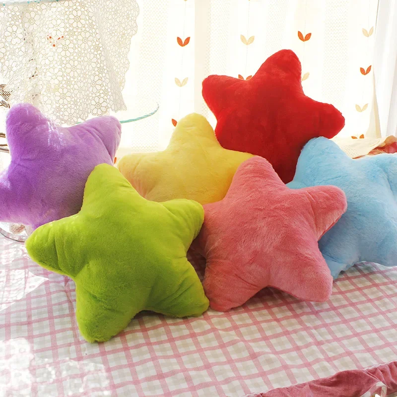 Almohada de estrella, almohada de felpa, decoración del hogar, adornos de sofá amarillo, rosa y rojo, cojín suave para dormir para dormitorio