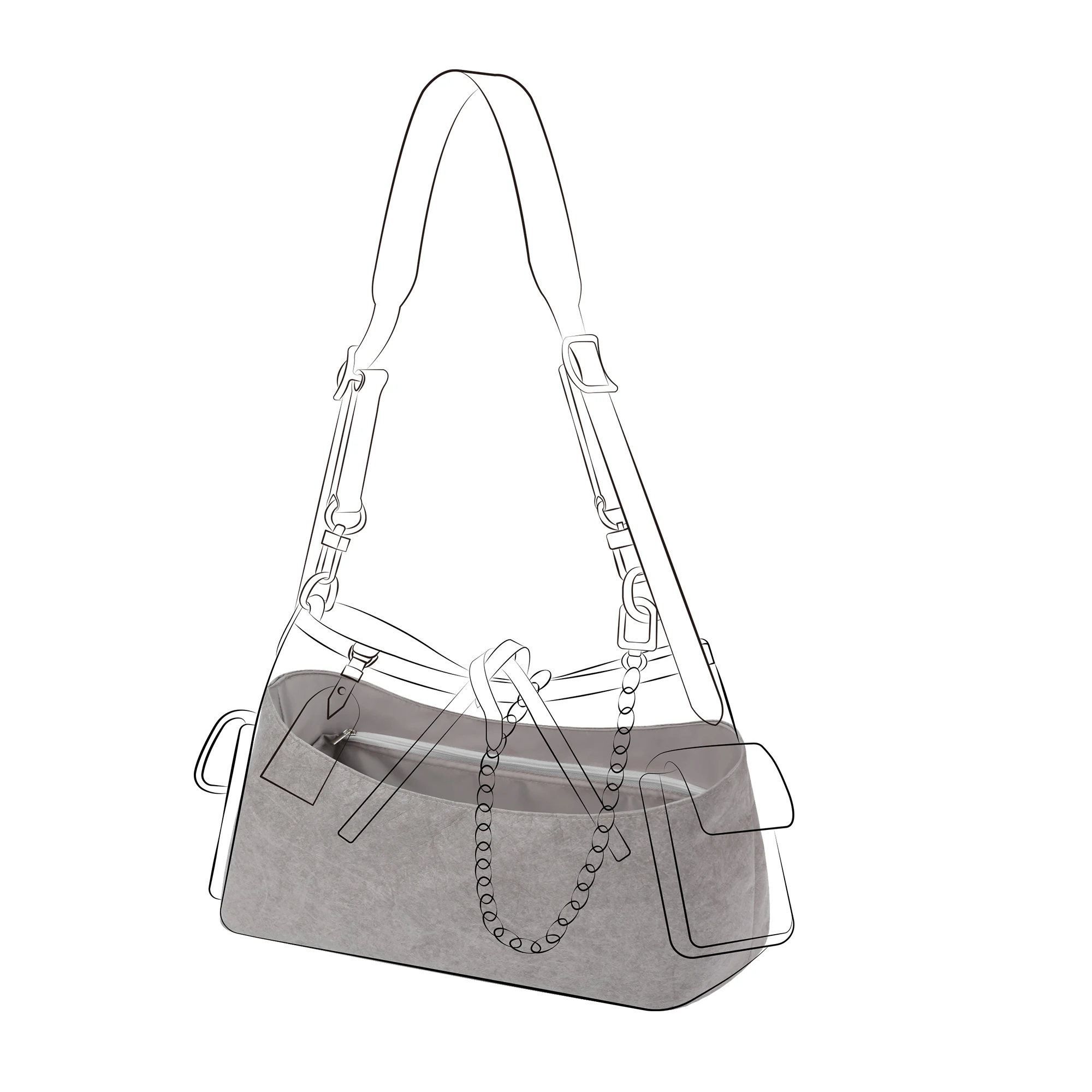 DGAZ Lightweight Purse Organizer Insert for LV-CarryAll Cargo Vibe PM/Vibe MM Bags,silk and DupontPaper handbag inner for Luxury