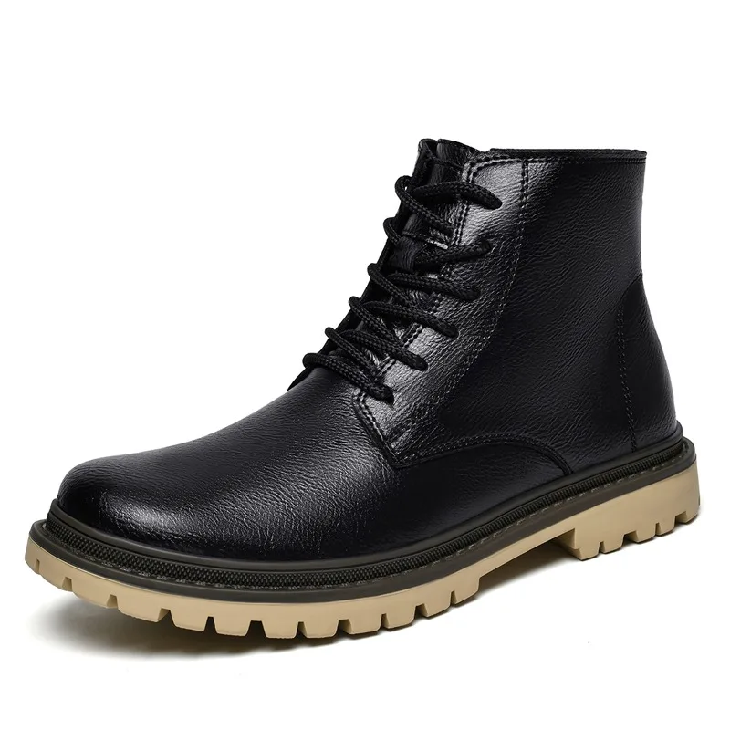 

New Leather Men's Boots Autumn Winter Men Work Boots Outdoor Non-slip Ankle Boots Fashion High-Top Men's Shoes Hombres Botas
