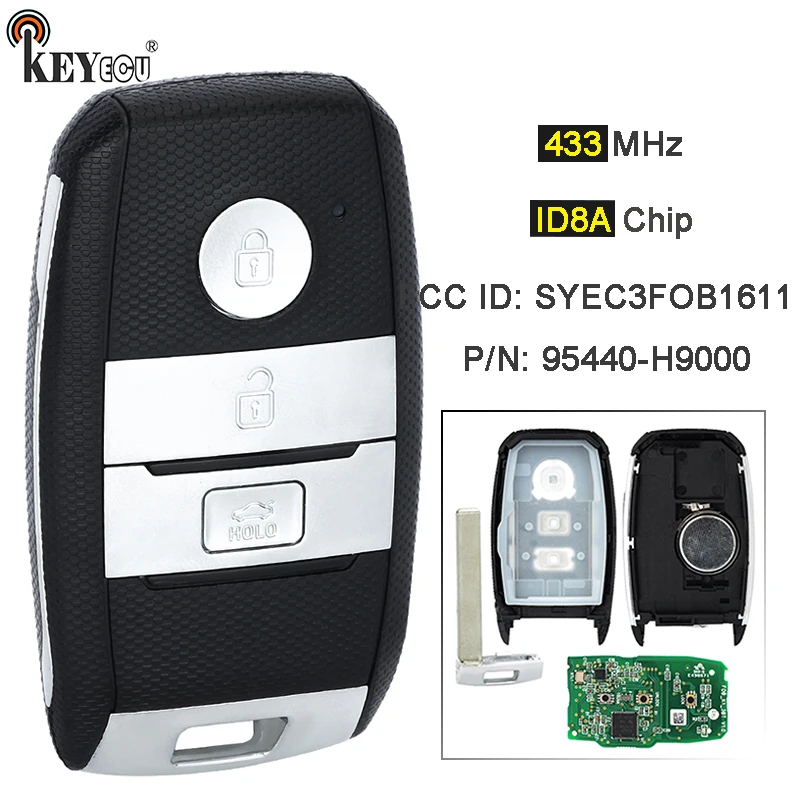 KEYECU 433MHz 8A H Chip SYEC3FOB1611 P/N: 95440-H9000 Original PCB Smart Remote Control Key Fob for KIA Rio 2017 2018 2019