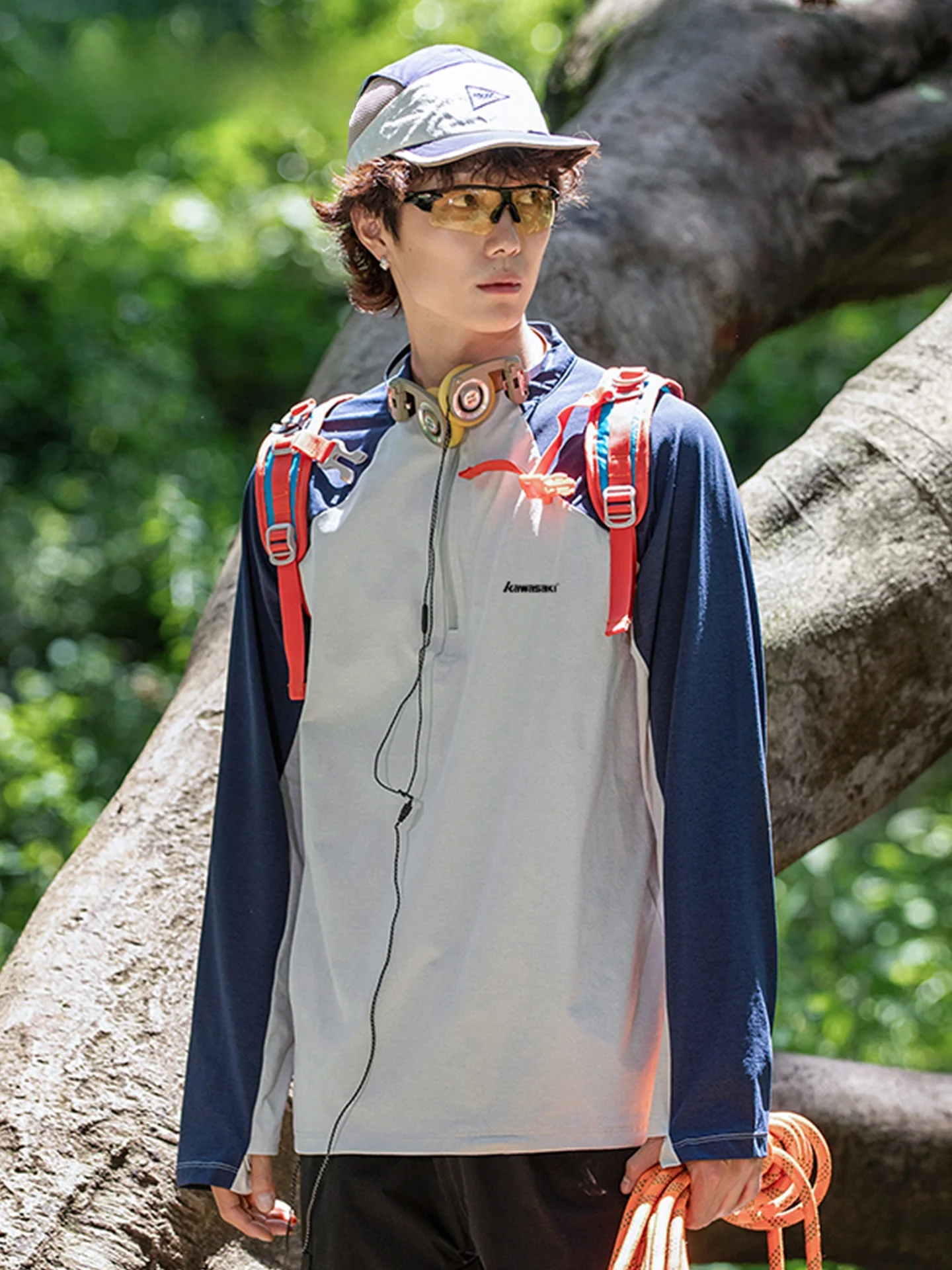 

Легкая футболка с длинным рукавом для бега и скалолазания на открытом воздухе, быстросохнущая, с комбинированным дизайном, спортивная одежда для мужчин и женщин, универсальный крой