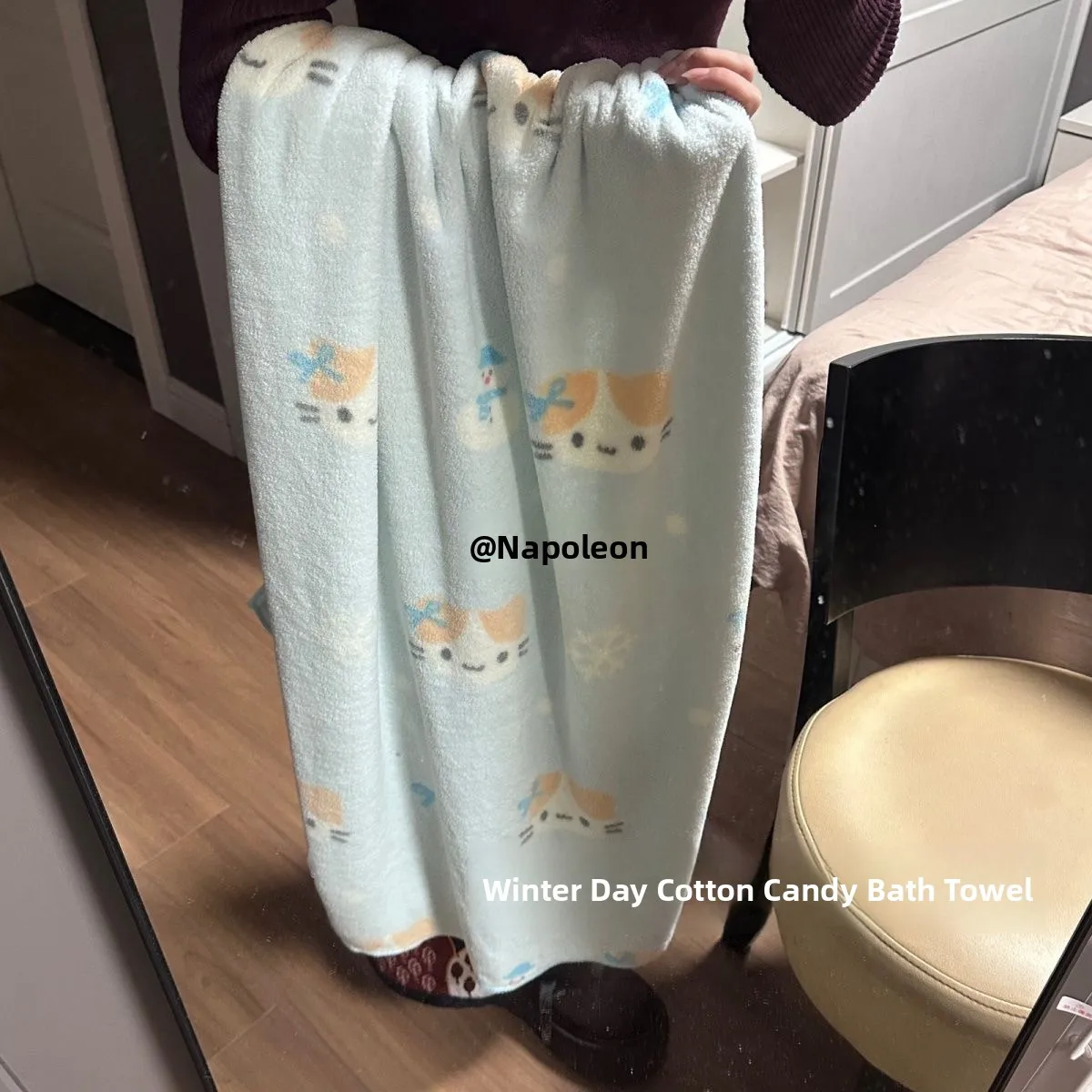 

Soft Absorbent Bath Towel Cute Cotton Candy Bath Wrap Home Use Comfortable Coral Fce Fabric Non-Skid Bath Towel