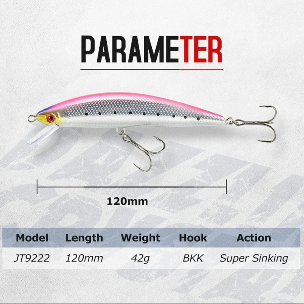 Big Weight Minnow with Long Casting Distance for Fishing, 42g/63g Fishing Lure with Lifelike Appearance and Sinking Action