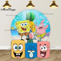 SpongeBob Patrick Party Backdrop Kids Birthday Round and Cylinder Covers Fabric Photography Background