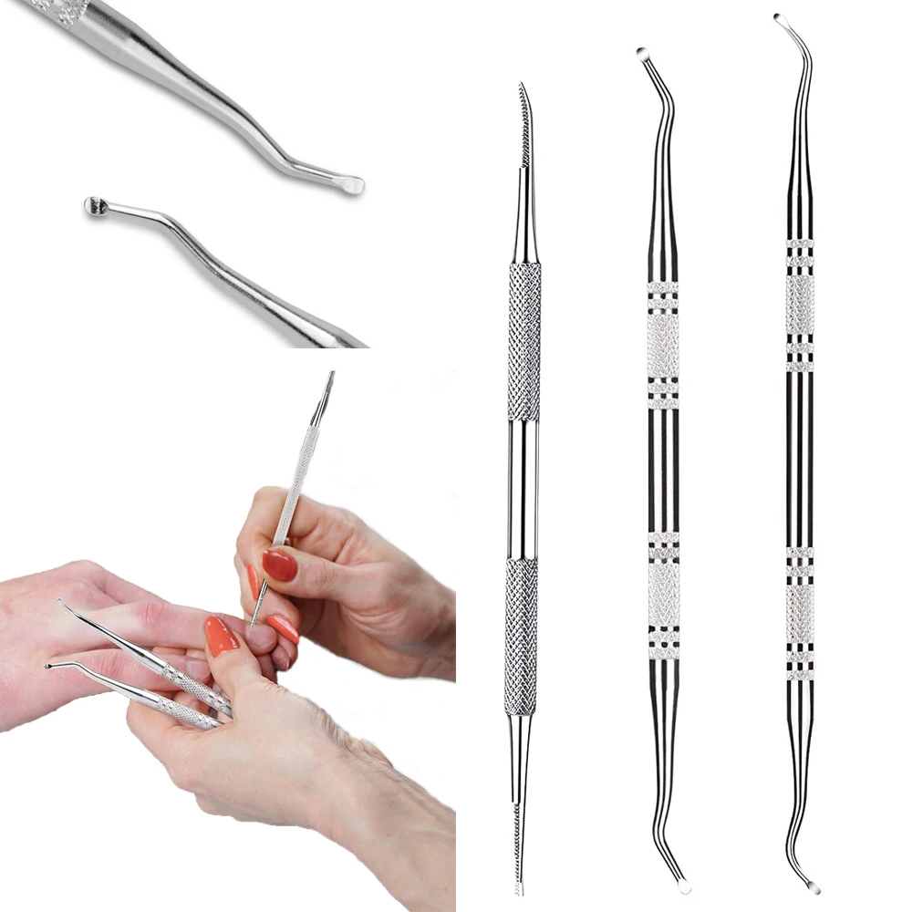 

3Pcs Ingrown Toenail File Lifters Double Ended Stainless Steel Removal Tool Kit Manicure Pedicure Nail Clean Foot Care Tool