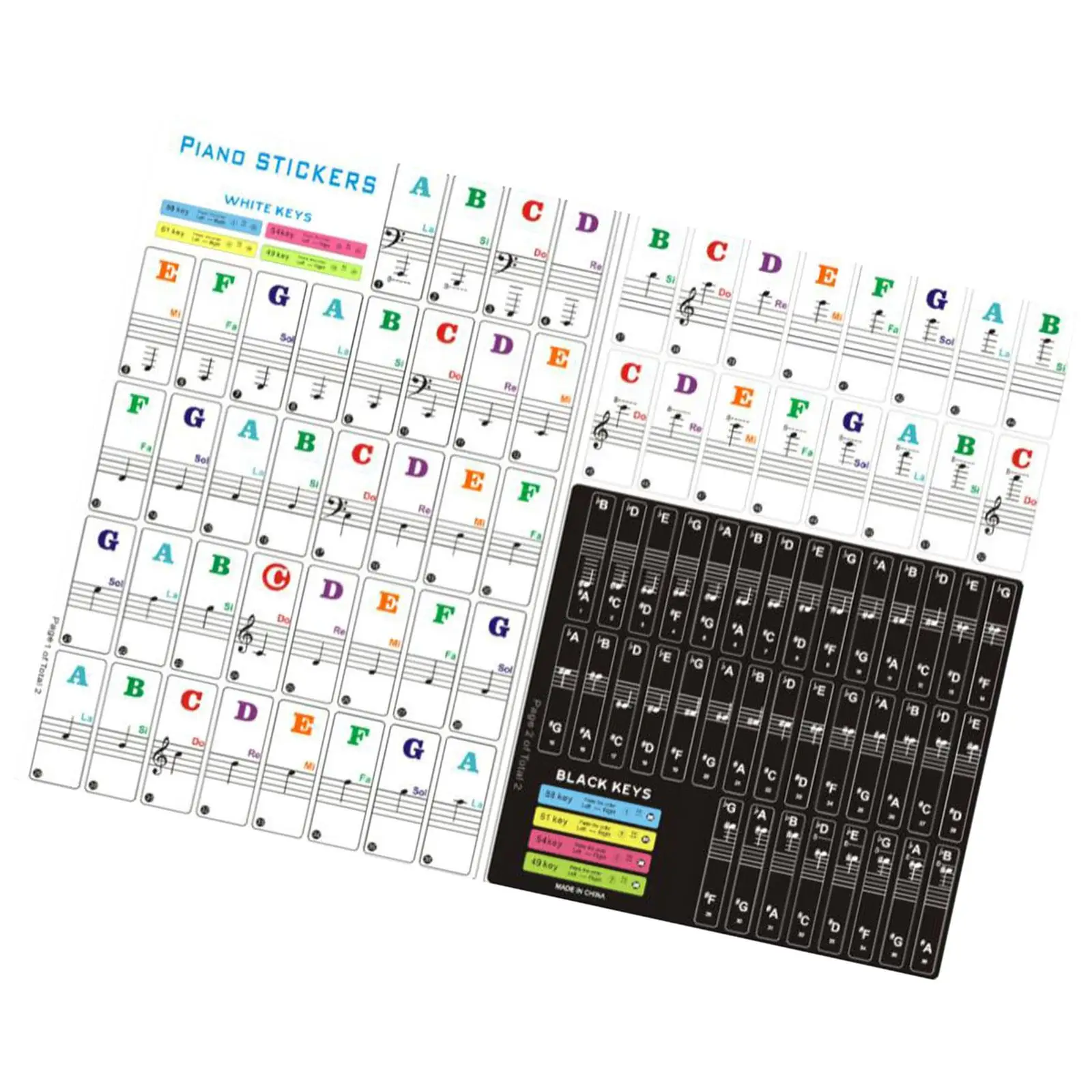 Transparent Piano Keyboard Stickers Removable Keyboard Letters Piano Rake Key Labels Overlay for Kids