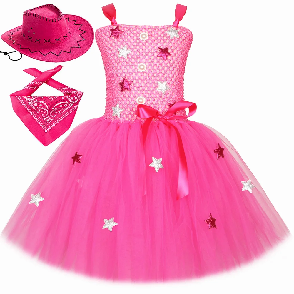 

Girls Movie Barbi Princess Tutu Dress Outfit Pink Plaid Barbi Costume for Halloween Birthday Party Tulle Dresses Clothes