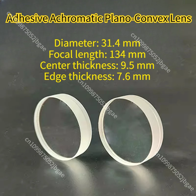 1PC Adhesive Achromatic Plano-Convex Lens Diameter 31.4  Focal Length 134mm For DIY Astronomical Telescope Objective Lens