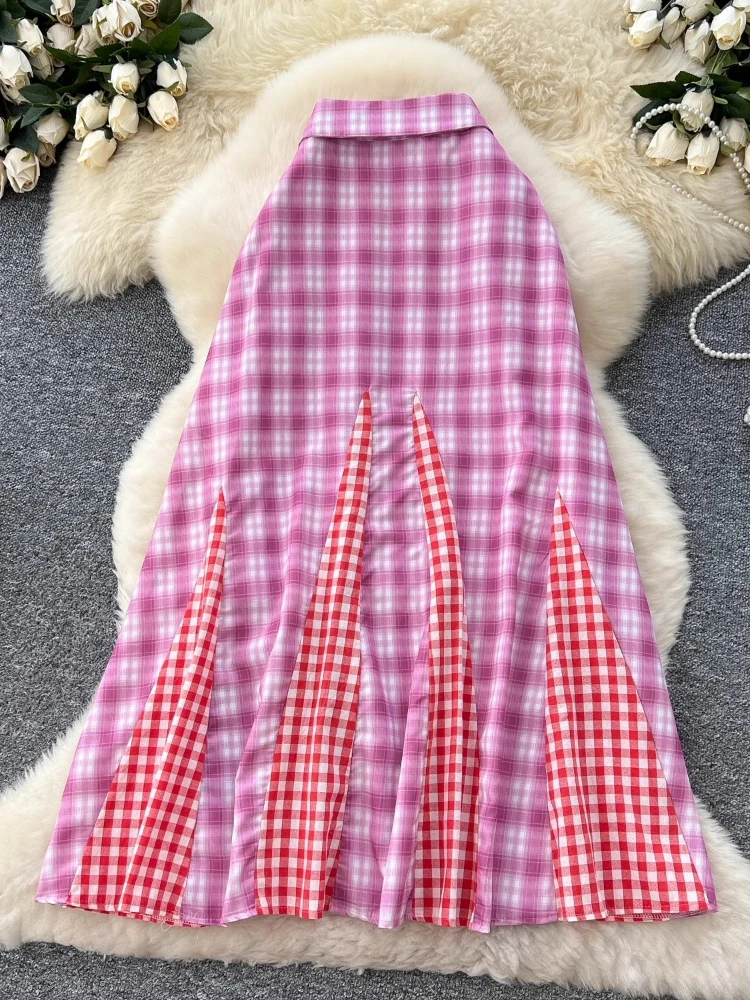 Gonna scozzese Abbigliamento donna Vita alta Grande altalena Jupe giapponese 2025 Faldas Mujer De Moda Vintage Saia Moda Gonne coreane