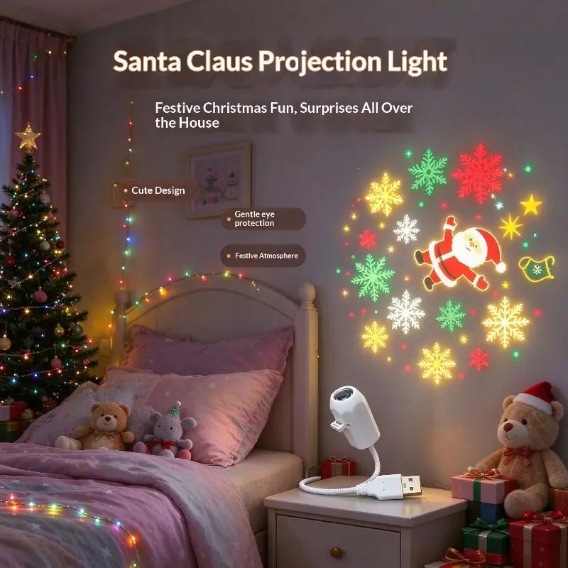 Portable USB Starry Night Light Projector Lamp 1Set Adjustable For Bedroom Car Interior Home Mood Atmosphere Decor