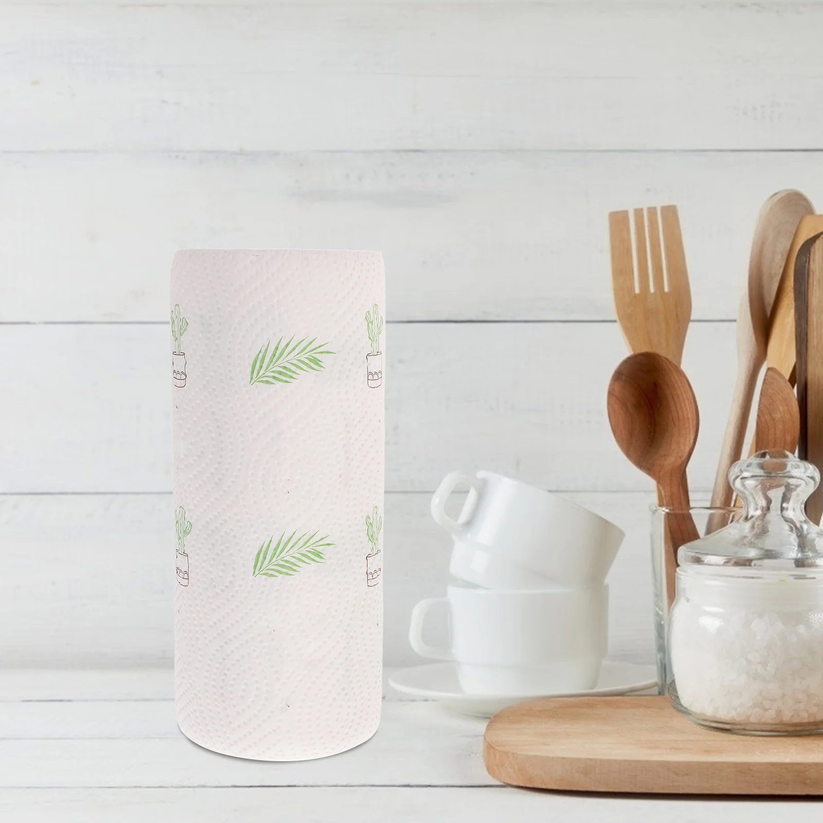 

2 Rolls Absorbent Kitchen Cleaning Paper Wipes Reliable Wood Pulp Material Printed Pattern Household Kitchen Supplies Cleaning