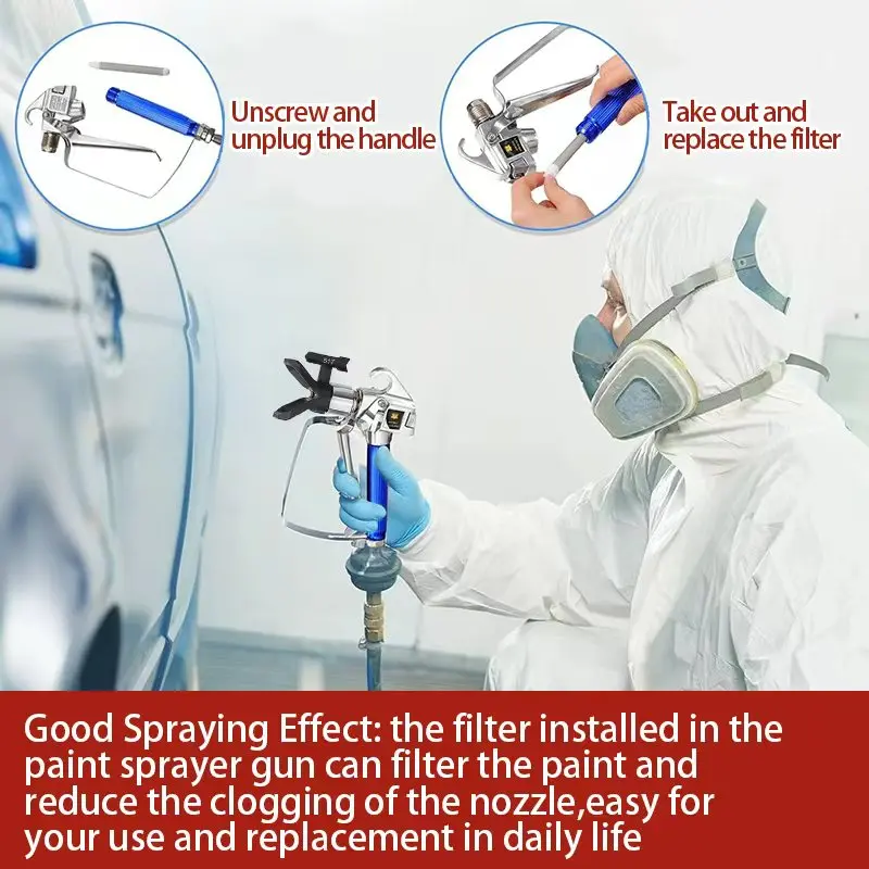 Airless Spray Gun Kit High Pressure 3600PSI with 5 Spray Tips 211/313/415/517/623, 5 Filters and 5 Seals for Paint Sprayer image 6
