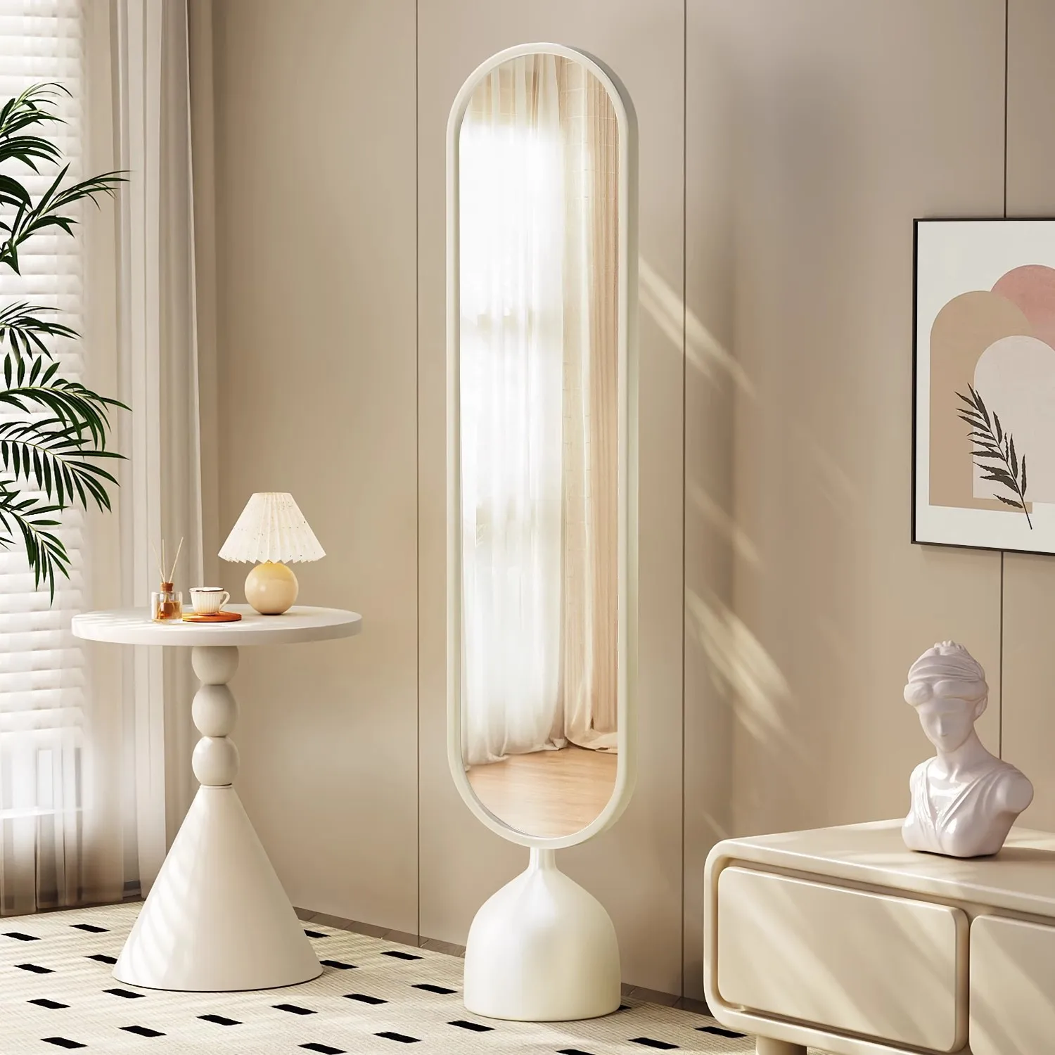 Rotatable full-length mirror Floor mirror Household girls' bedroom fitting Coat rack Integrated full-body Entrance