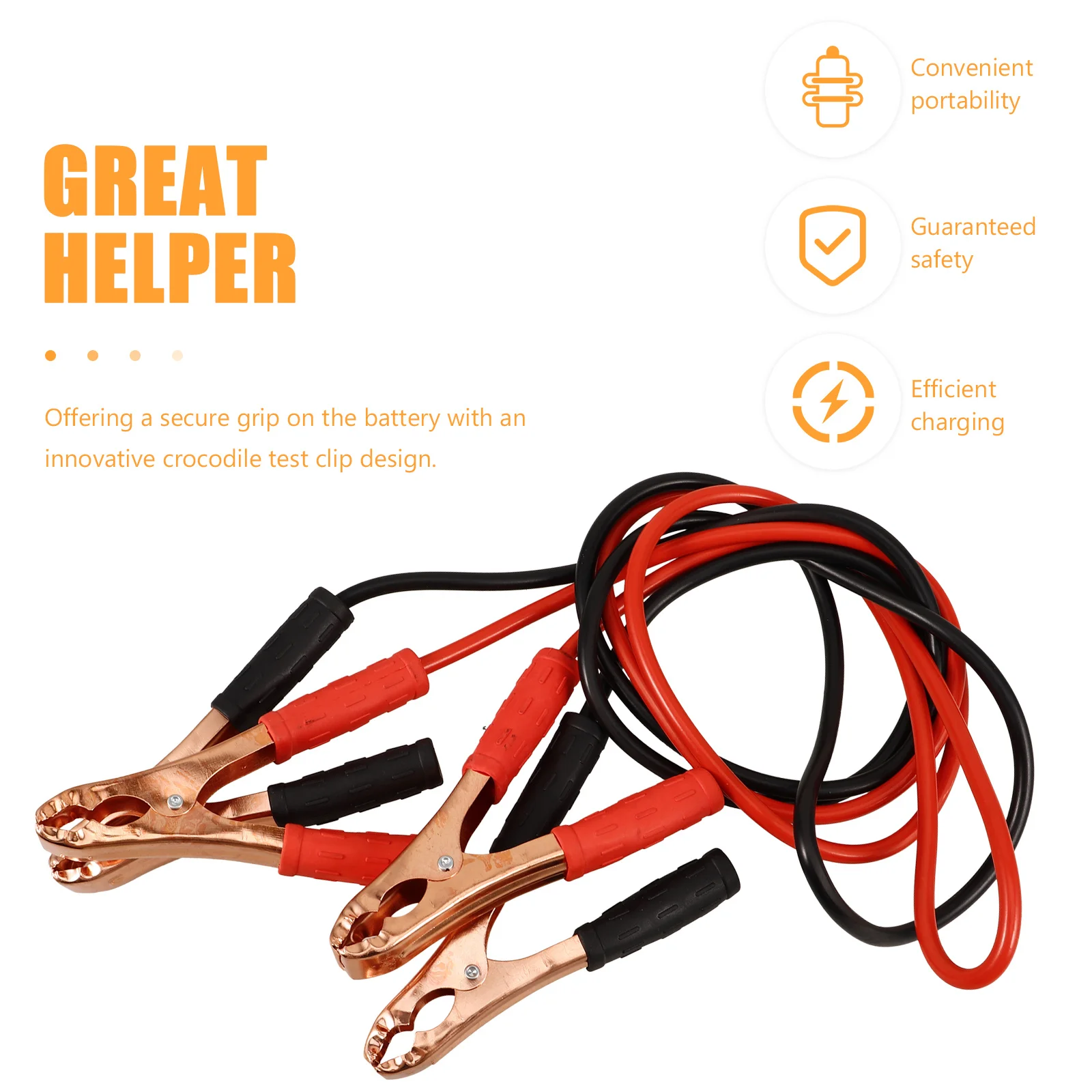 

2Pcs Jumper Cable Automotive Clip Copper Rubber Stable Conductive Quick Connect Car Starter Cable Replacement