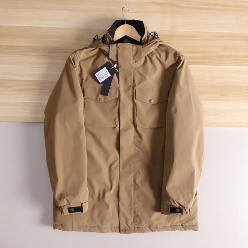 الفاخرة الصيد القطن Jaet الرجال في الهواء الطلق الدافئة عادية منتصف طول ملابس العمل معطف مقنع Faion الحضرية Sle الوقوف صالح