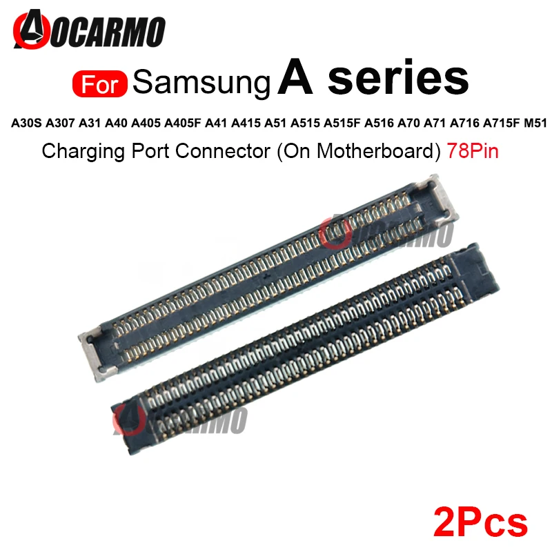 2Pcs For Samsung A31 A40 A405 A405F A41 A415 A51 A515 A516 A70 A71 A716 A715F M51 Charging Port FPC PCB Connector On Motherboard