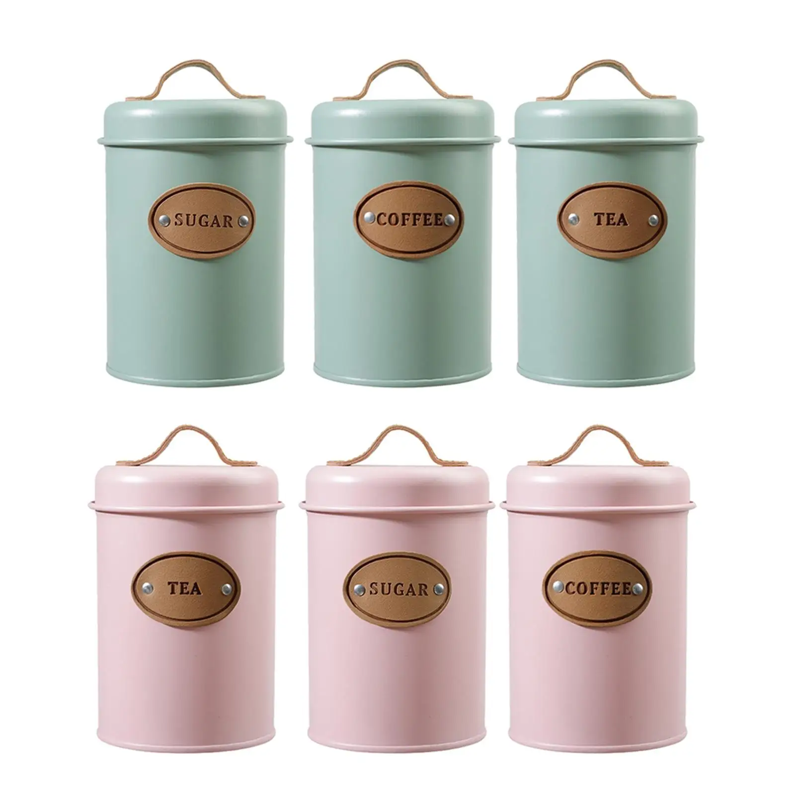 3 Pieces Sugar Coffee Tea Canister Airtight Lid Can Tin Keep Goods Fresh Kitchen Canisters Set Sugar Tea Coffee Jars