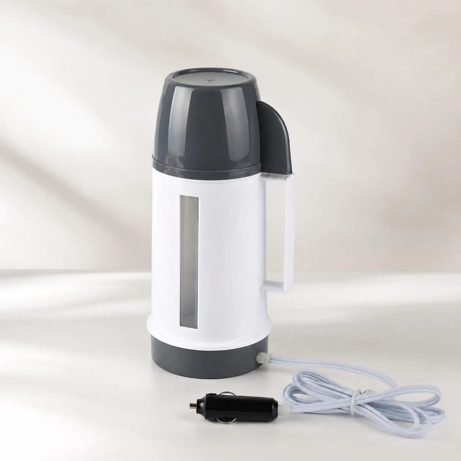 Car Heating Container Portable 1000ml Electric Insulated Mug 12V Auto Warmer with Visual Level Window for Coffee Tea in Car