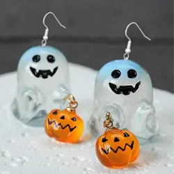 Halloween Ghost Earrings For Women 3d Ghost Pumpkin Corn Earrings Glow-In-The-Dark Spooky Earrings Dangle Jewelry Accessories