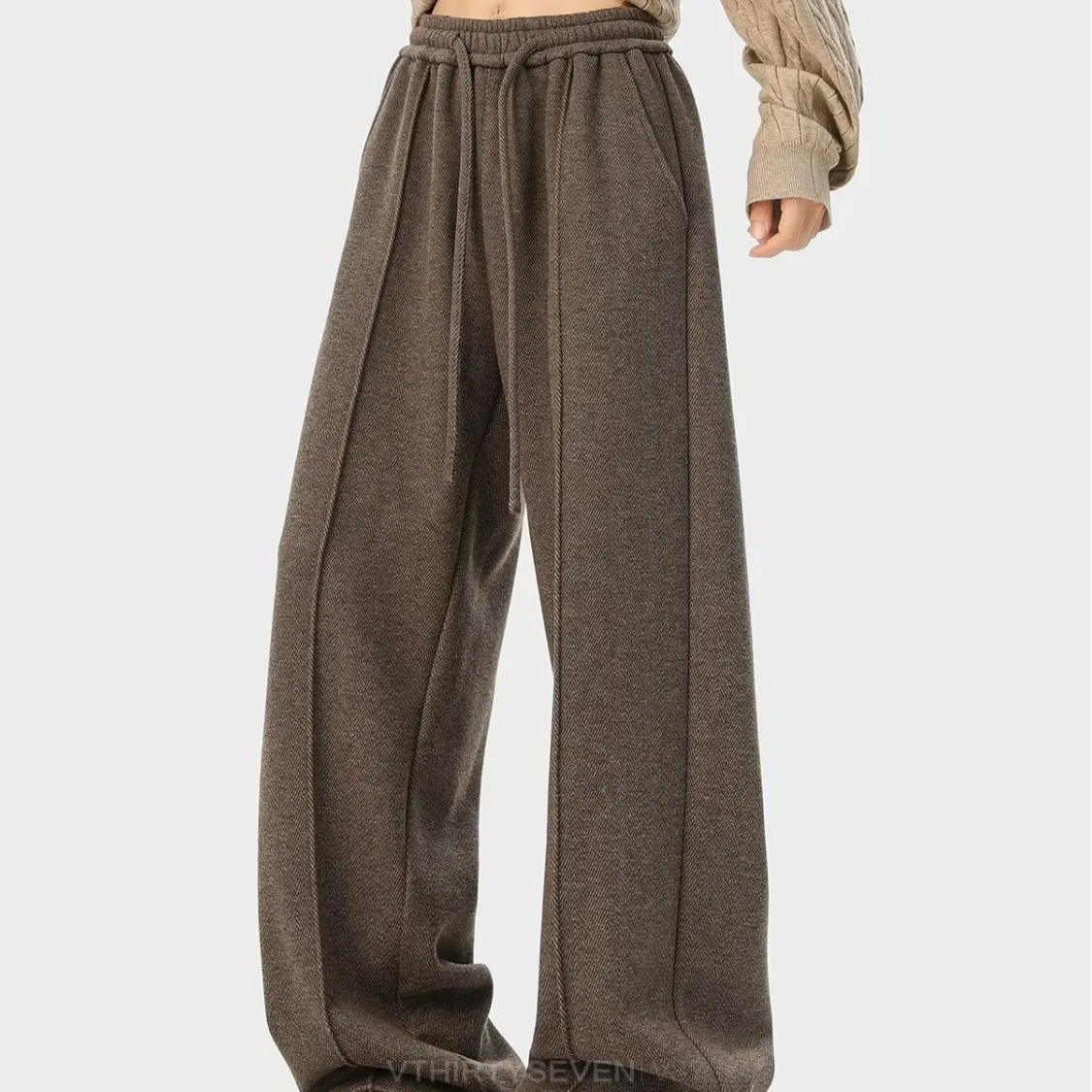 

American coffee colored pants for men in autumn, trendy Instagram casual wide leg pants for teenagers in autumn and winter, with