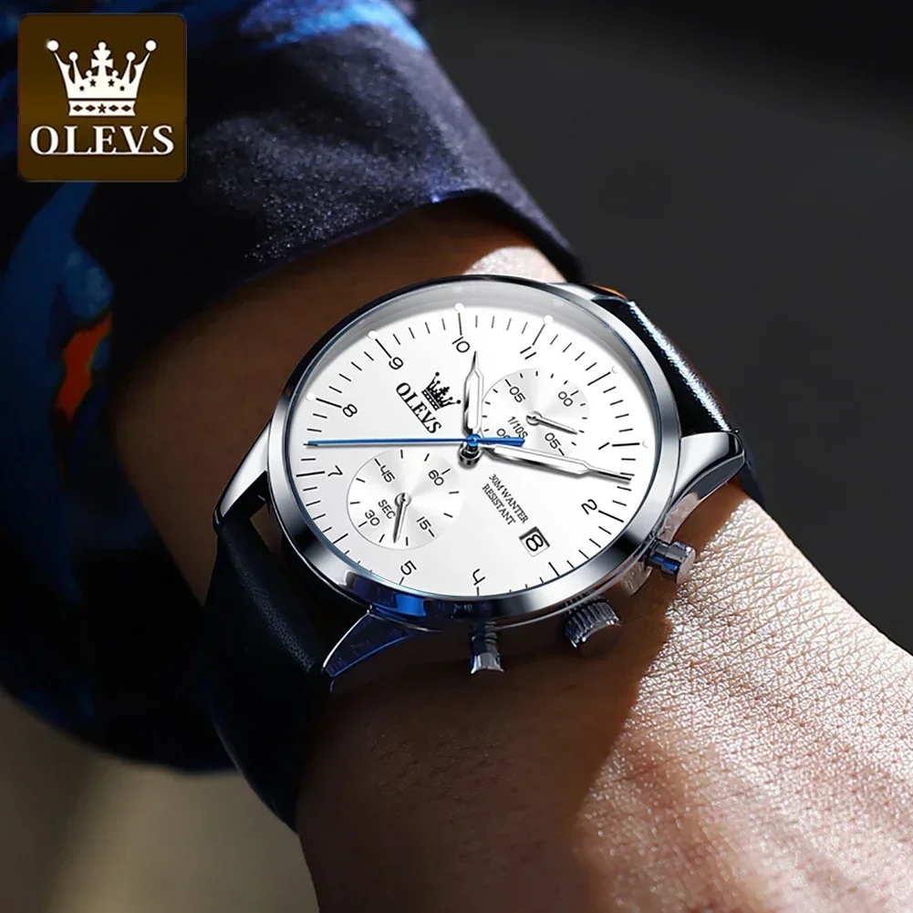 OLEVS Watches for Men Original Brand Quartz Luxury Business Men\'s Watch Waterproof Luminous Date Fashion Chronograph Wristwatch