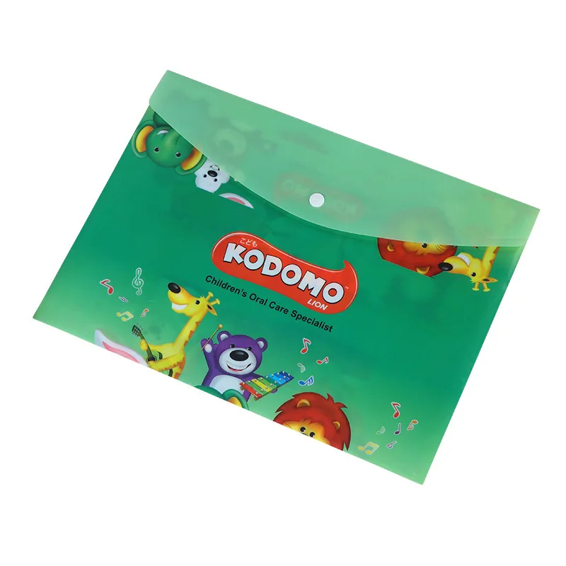 Custom. Factory Cartoon A4 Snap-Fastener File Bag Pp Plastic A5 File Bag Color Folder Printable