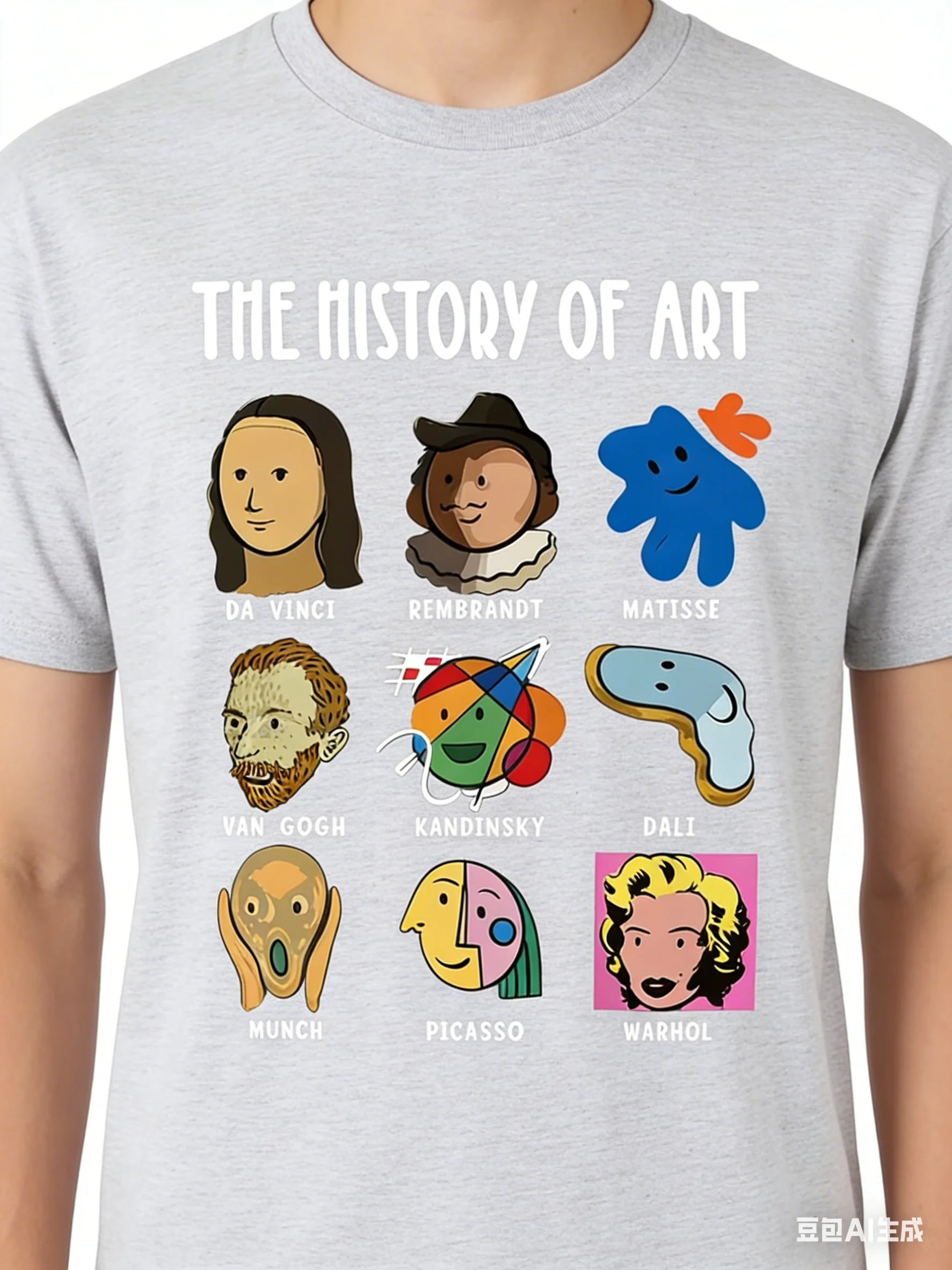 Adult and Children's Street Art Cartoon Master Cotton T-shirt, Suitable for Work/commuting/visiting Exhibitions