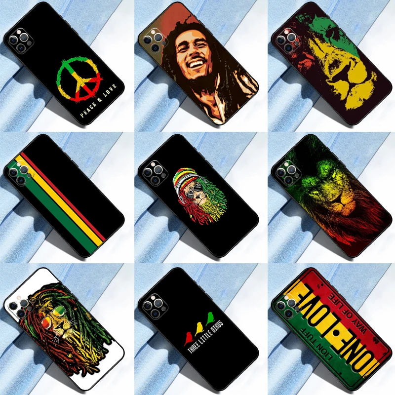 Bob Marley Rasta Lion Case For iPhone 14 15 16 12 11 13 Pro Max XS X XR Plus 13 12 Mini Back Cover Shell