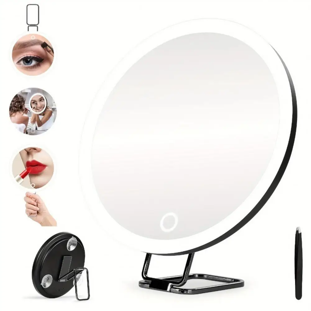 10/20/30X Magnifying Mirror With LED Light Tweezers 360 Degrees Rotary Wall Hanging Desktop Magnified Makeup Vanity Mirror Home