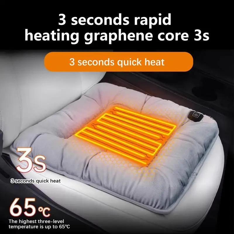 Car Cover Seat Warmer 5V Heated Car Seat Cushion Universal 3 Gears Graphene Heating Cushion Electric Winter Warm Heating Pad