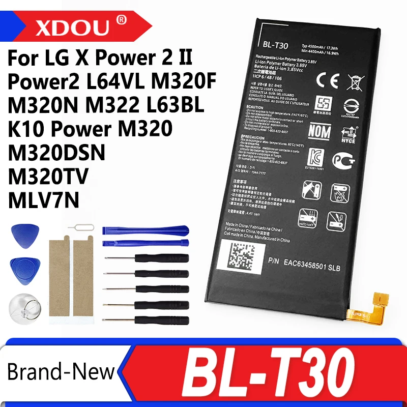 Nueva batería BL-T30 de 4500mAh para LG X Power 2 II Power2 L64VL M320F M320N M322 L63BL K10 Power M320 M320DSN M320TV MLV7N