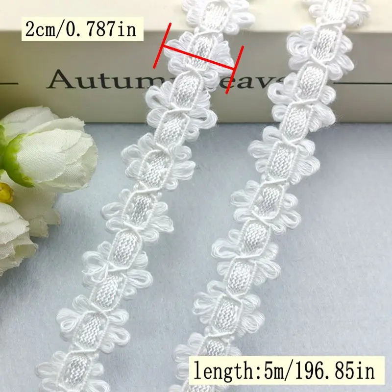5Meter/16,4 Kaki Setiap Pak Sabuk Renda Baru Aksesori Pakaian DIY Pakaian Renda Tirai 8 Karakter Renda Tiga Bunga