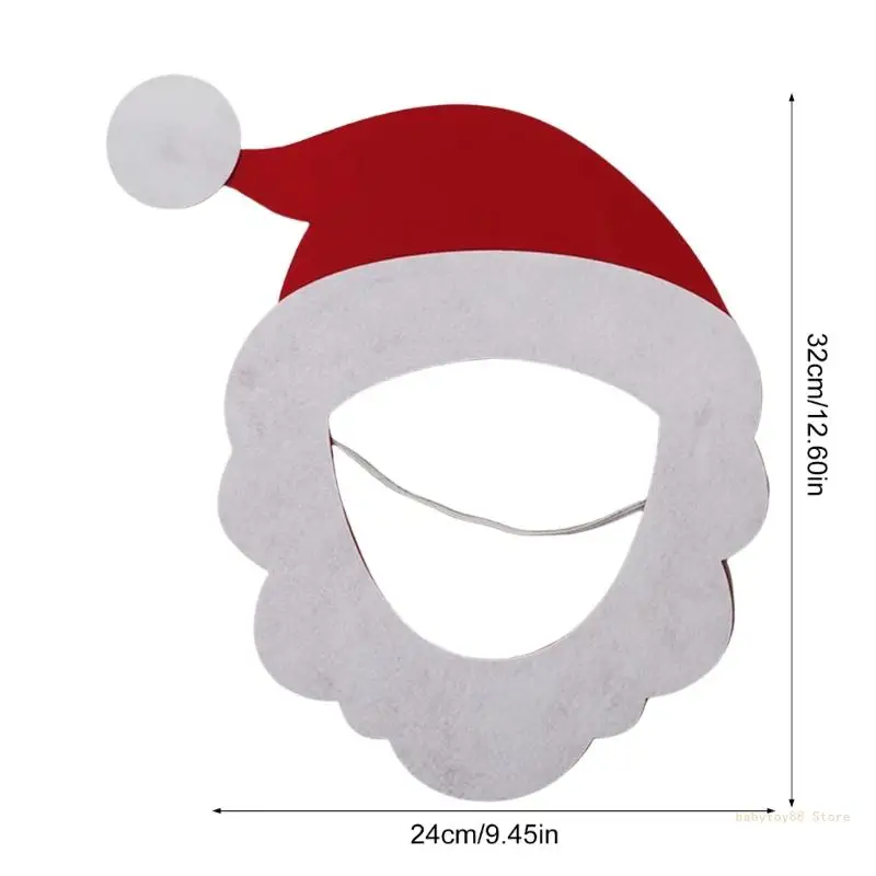 Y4UD Portable Easy to Wear Santa Mask Decoratio for Christmas Party and Festivities