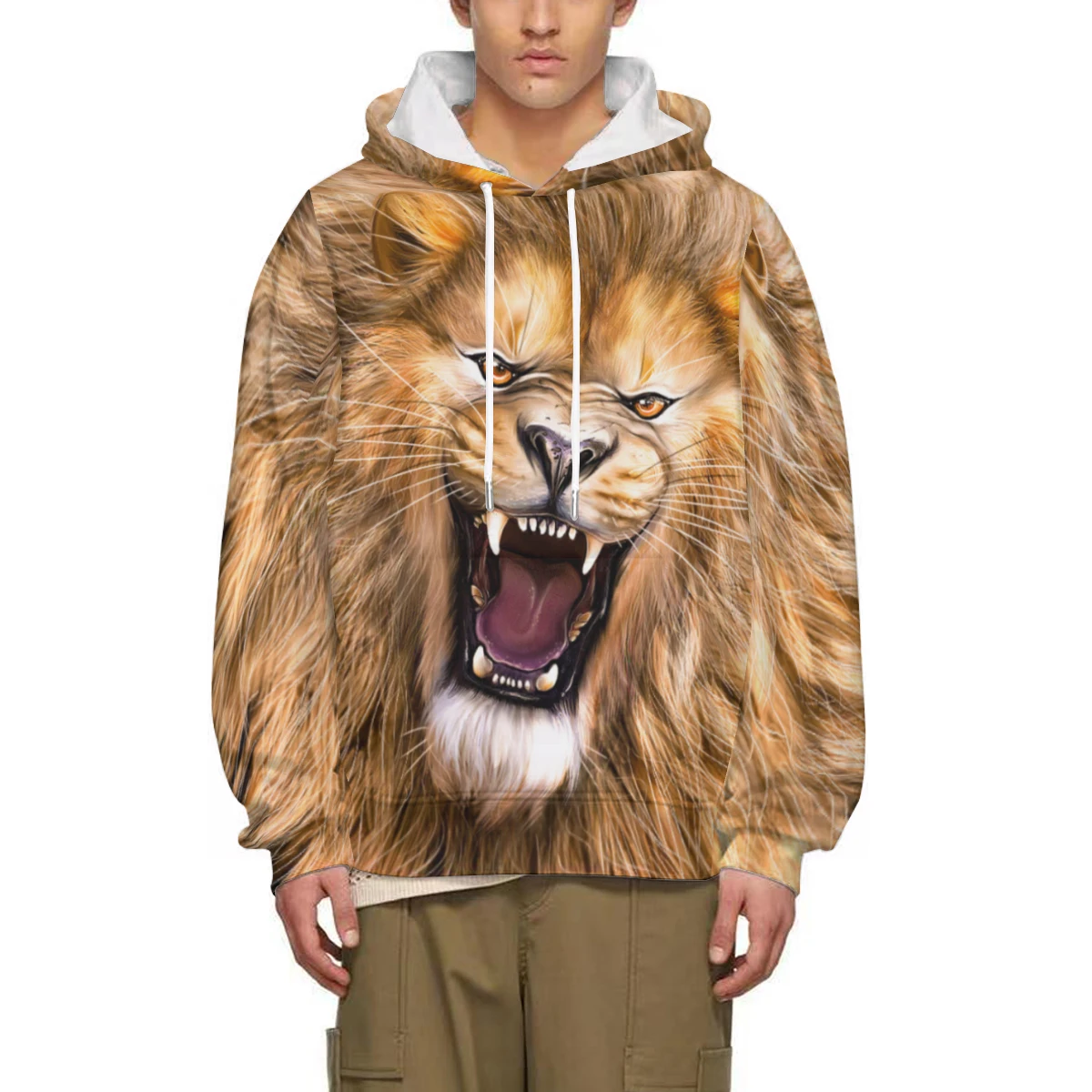 Spring And Autumn Fashion 3D Printing Animal Tiger Lion Men's/Women's Hoodie Street Personality Wild Loose Top