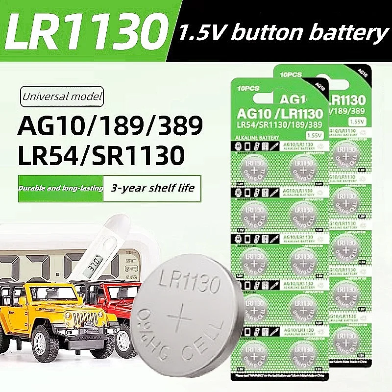 5PCS-60PCS AG10 LR1130 1.55V Button Batteries SR54 389 189 SR1130 D189 LR54 G10A SR1130SW Cell Coin Watch Toys Remote Battery