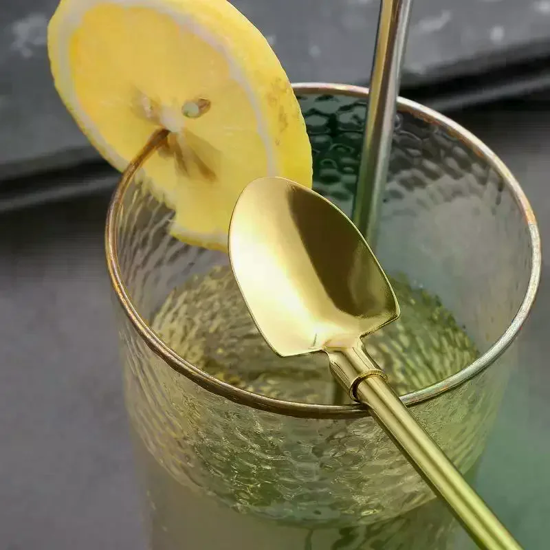 1Pcs Stainless Steel Mix Drinking Spoon Straws, Creative Ice Cream Kitchen Utensil Barware, Shovel Spoon Shaped Straws