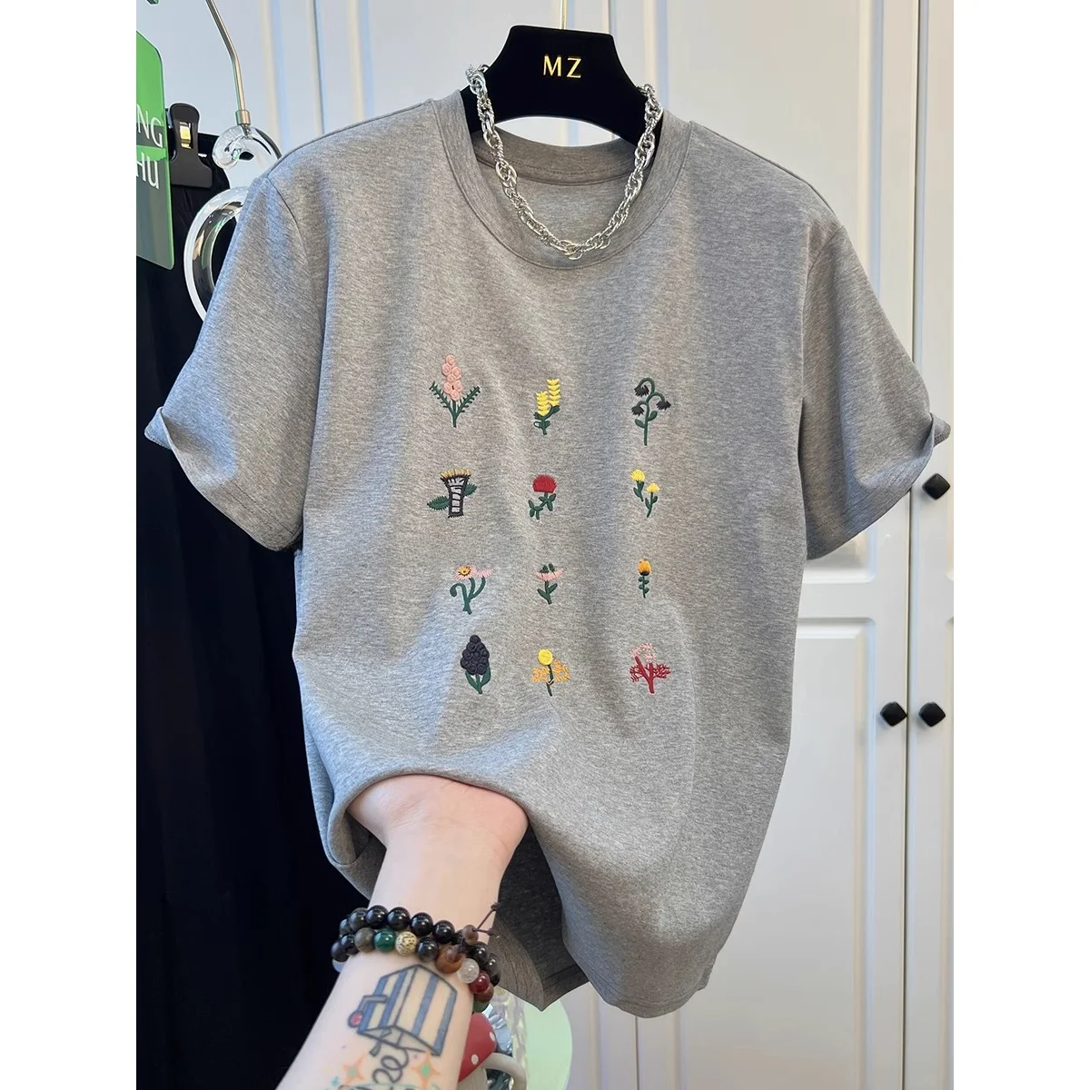 

Anti-Aging Pure Cotton ort Sve T-irt Women's Loose Printed Fun Top Commute Sle round Ne Regular Fit Summer Wear
