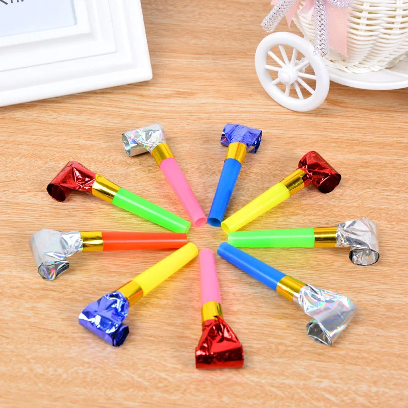 50Pcs Child Blowout Whistles Treat Kids Birthday Party Favors Guest Gift Lanyard Noise Maker Plastic Speaker Funny Prop Pinata