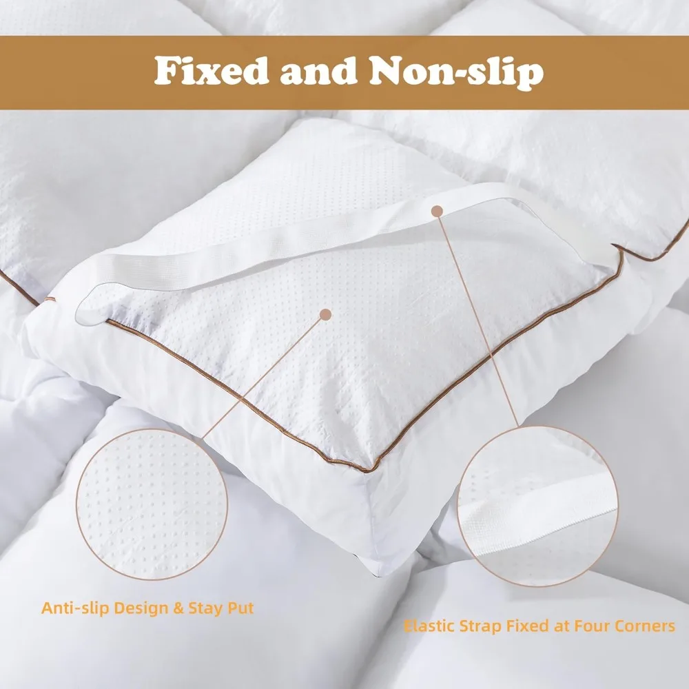 مرتبة WhatsBedding مقاس 3 بوصات من إسفنج الذاكرة مقاس كوين بالإضافة إلى مبطنة بديلة سميكة للأسفل، 1700GSM ذاكرة ممزقة رقيقة F