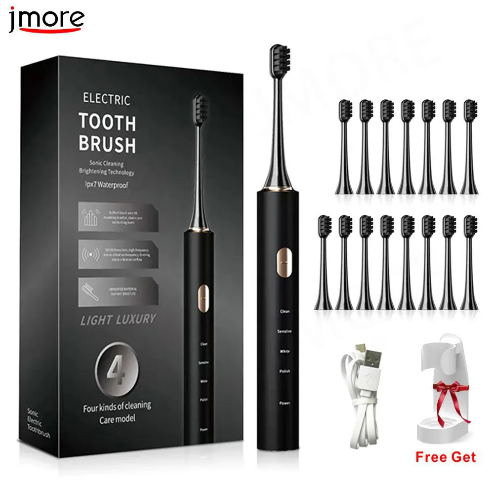 Sonic Electric Toothbrush Household Adult Jmore 4Mode Timer USB C Rechargeable Washable Aluminum Alloy Polish Whitening Cleaning