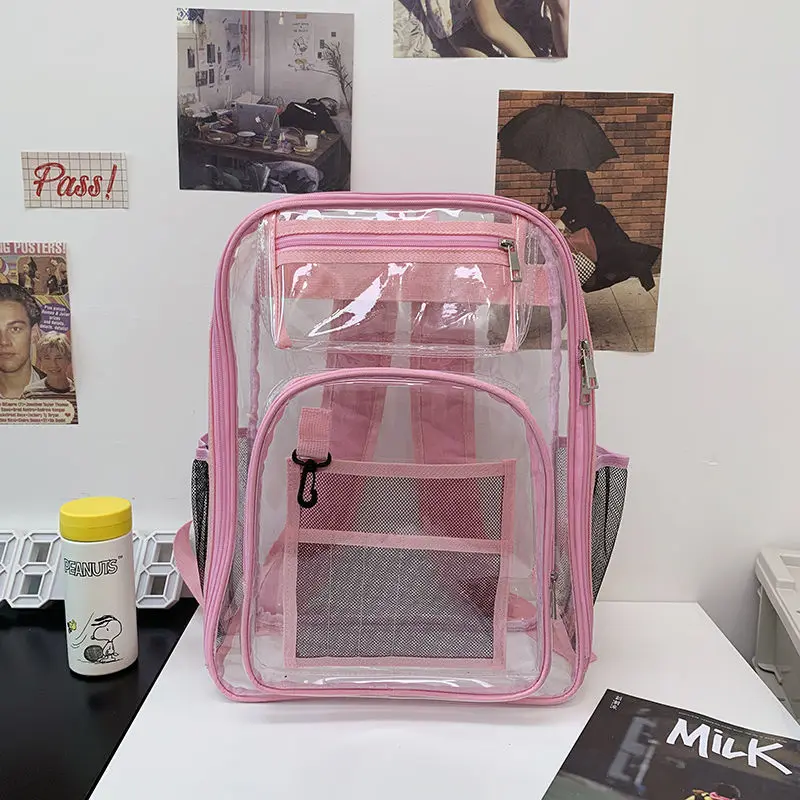 Backpack 2023 Summer New Fashion PVc Transparent Unisex Backpacks Zipper High-Capacity Bookbag Street Style