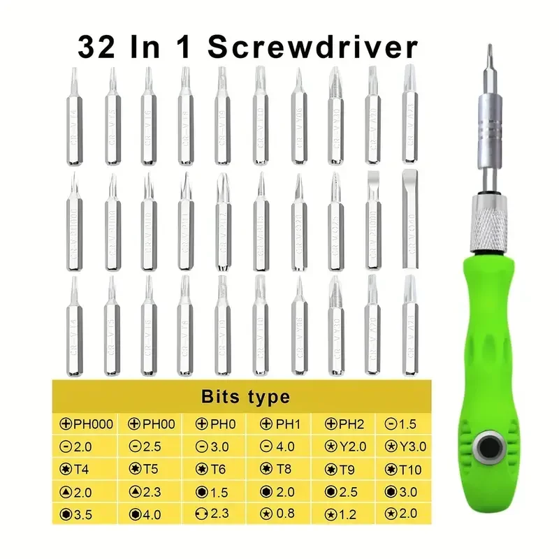 Magnetic Screwdriver Kit: 32-in-1 Screwdriver Set Precision Mini Magnetic Screwdriver Bits Kit Phone Mobile IPad Camera Maintena