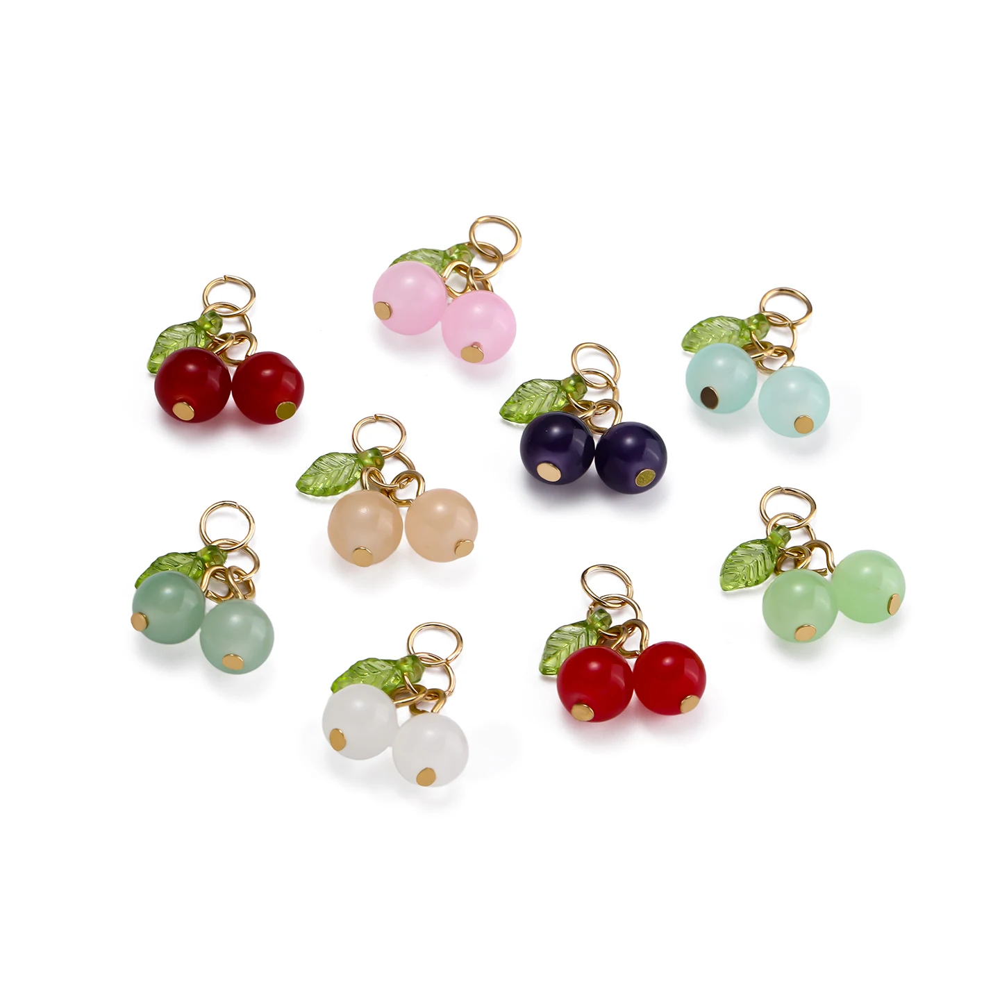 10Pcs Glass Cherry Charms Pendants Cute Fruit Design For DIY Jewelry Making Accessories Bracelet Necklace