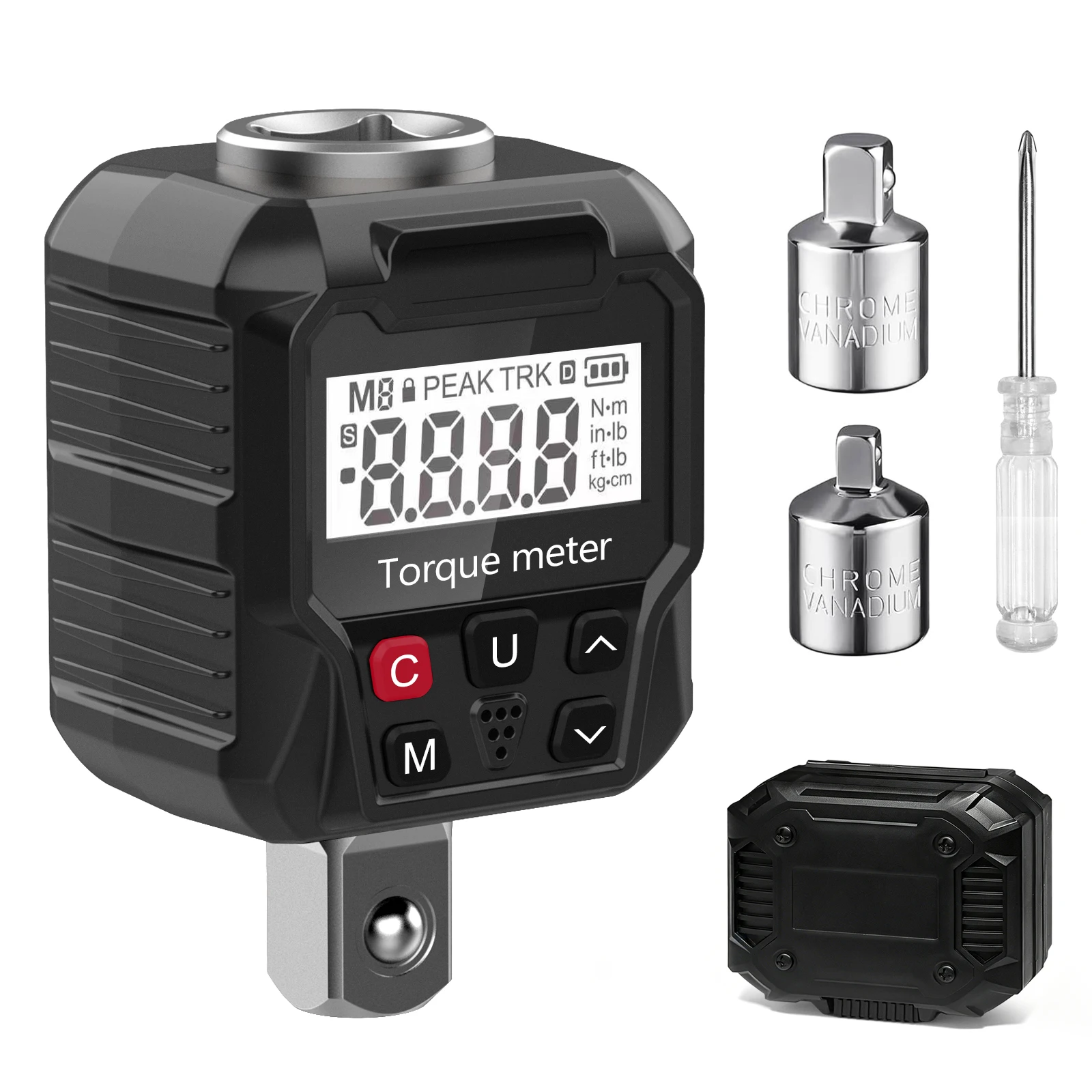 Adaptador Digital de Torquímetro 17-340N.m com Conversor e Medidor Eletrônico de Torque de Precisão 1/4'' 3/8'' com Display LCD