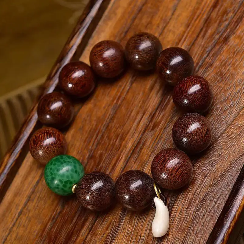 Tibetan Style Old Asian Ox Horn Beads Single-Wrap Bracelet Roe Pattern