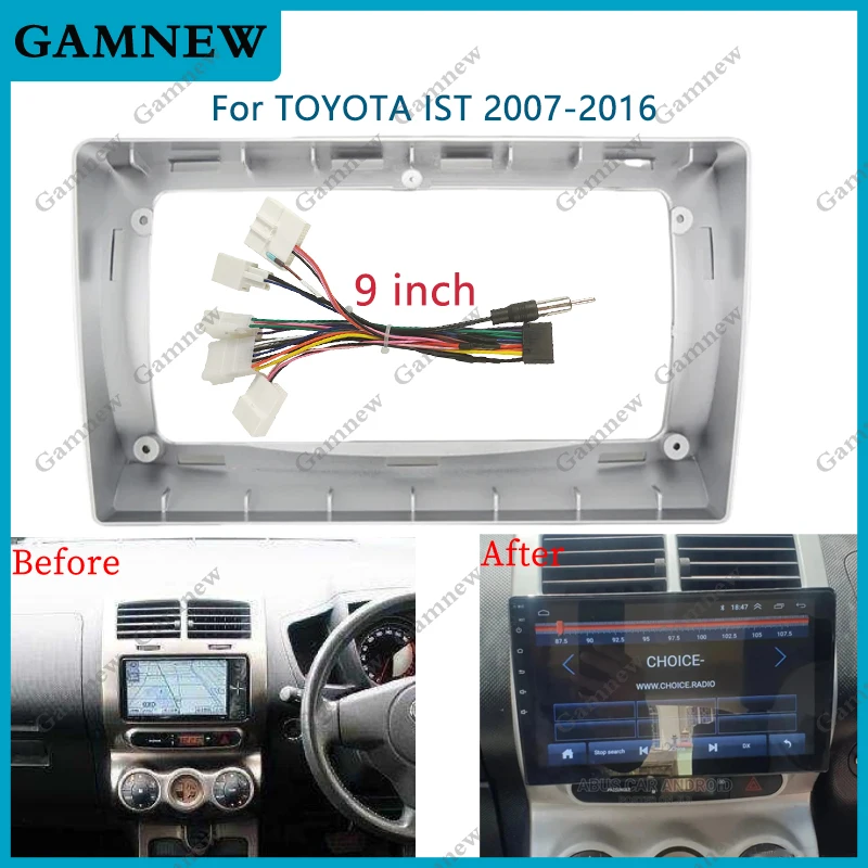 9-Zoll-Autrahmen-Faszienadapter für Toyota IST 2007–2016, Android Radio Dash Fitting Panel Kit