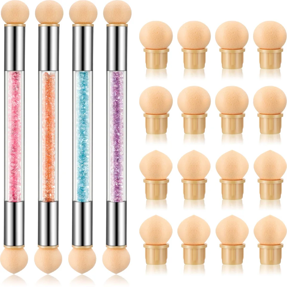 Pincel de esponja para uñas, punteado, degradado, doble cabeza, mango, pincel para pintura acrílica