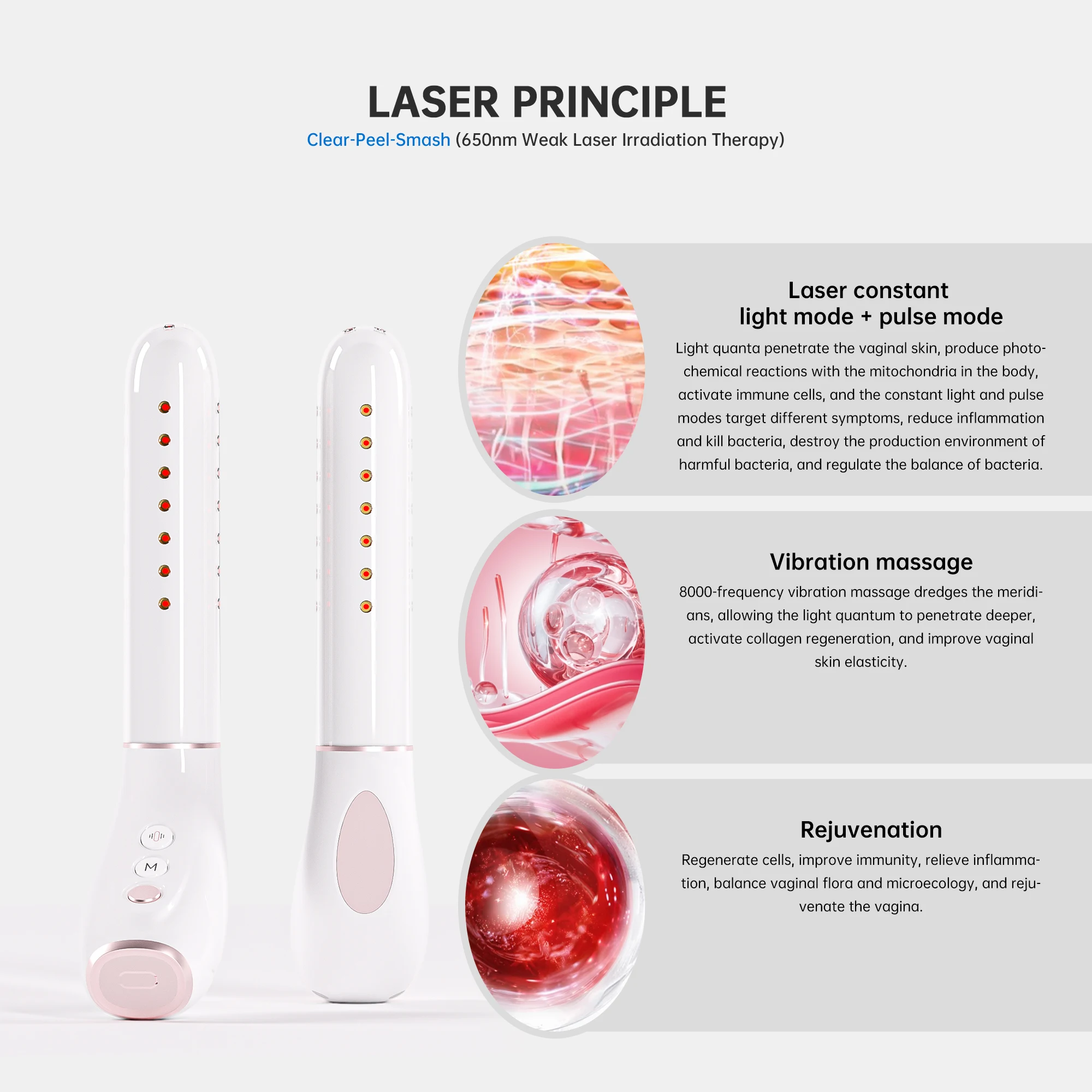 Gynecology 650nm Low Level la ser Vagina Therapy Device Vaginal Rejuvenation Wand