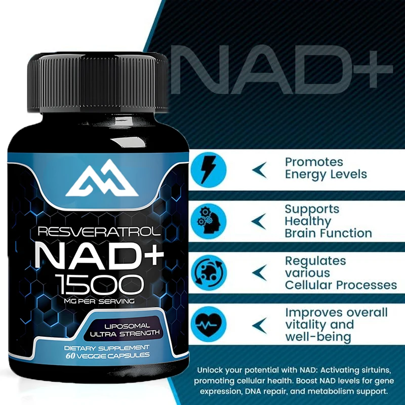 

NAD supplement,1500 milligrams of resveratrol containing supplement,Nad Plus promotingsupplement supportingcell health60capsules